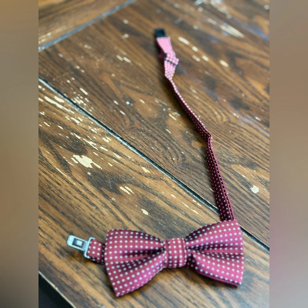 Kids Burgundy Polka Dot Bow Tie